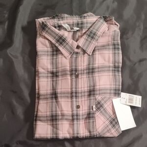 Rip Curl Girls Mystic River Pink and Black Plaid Shirt